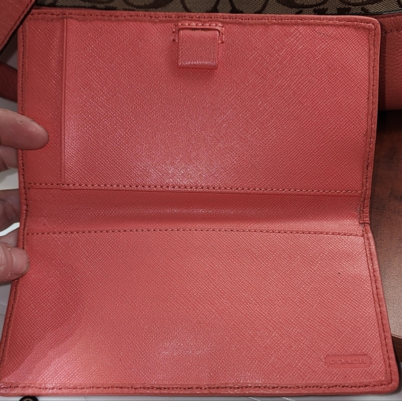 Coach Park Signature Coral Tote Canvas & Coral Leather Trim F23279 & F49165 - Picture 9 of 14